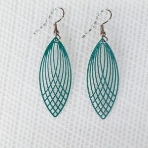 Pendientes hoja alargada verde