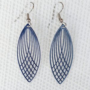 Pendientes hoja alargada azul marino