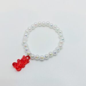 Pulsera Niñ@s de perlas y osito rojo