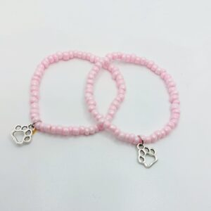 Pulsera para niñ@s color rosa y huellita