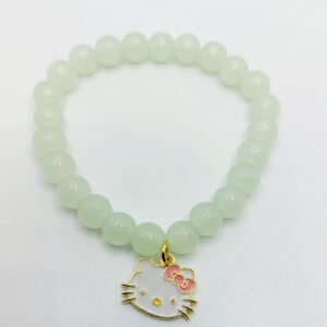 Pulsera de cristal verde con gatita