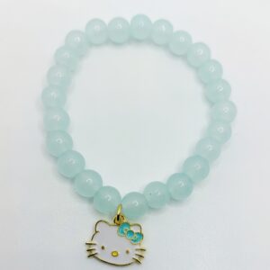 Pulsera de cristal en azul con gatita