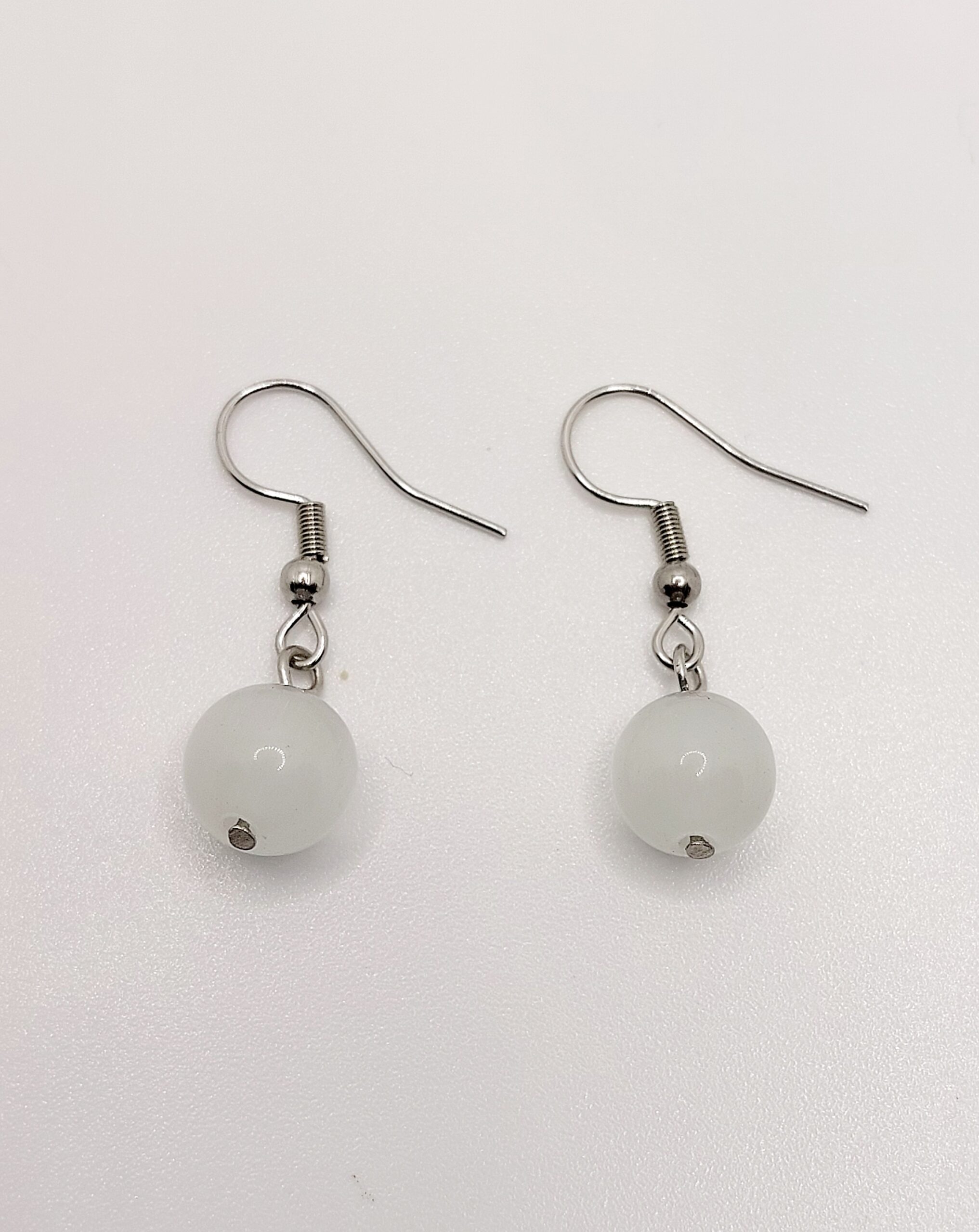 Pendientes de Selenita en bola de 8mm