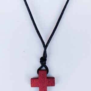 Colgante ajustable con cruz de madera caoba