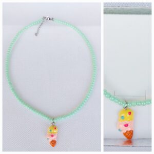 Collares de bolitas con dije de helado