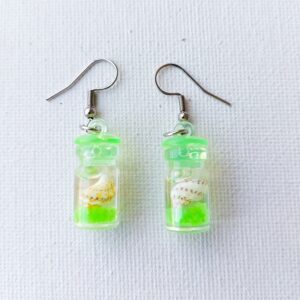 Pendientes botella verde con concha