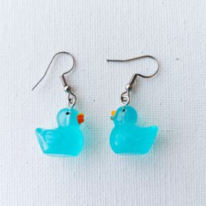 Pendientes pato azul con polvo de hada