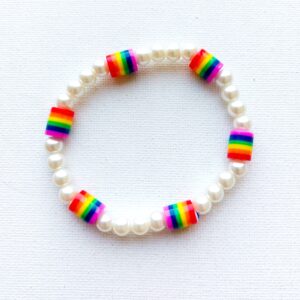 Pulsera LGBT elástica con piedras negras