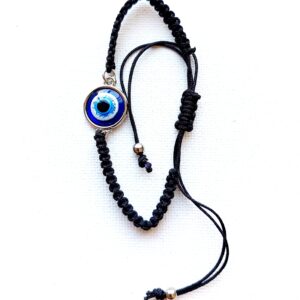 Pulsera ajustable de hilo negro y ojo turco