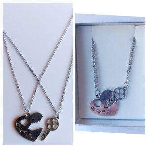 Colgantes dobles para mejores amigos con corazón y llave