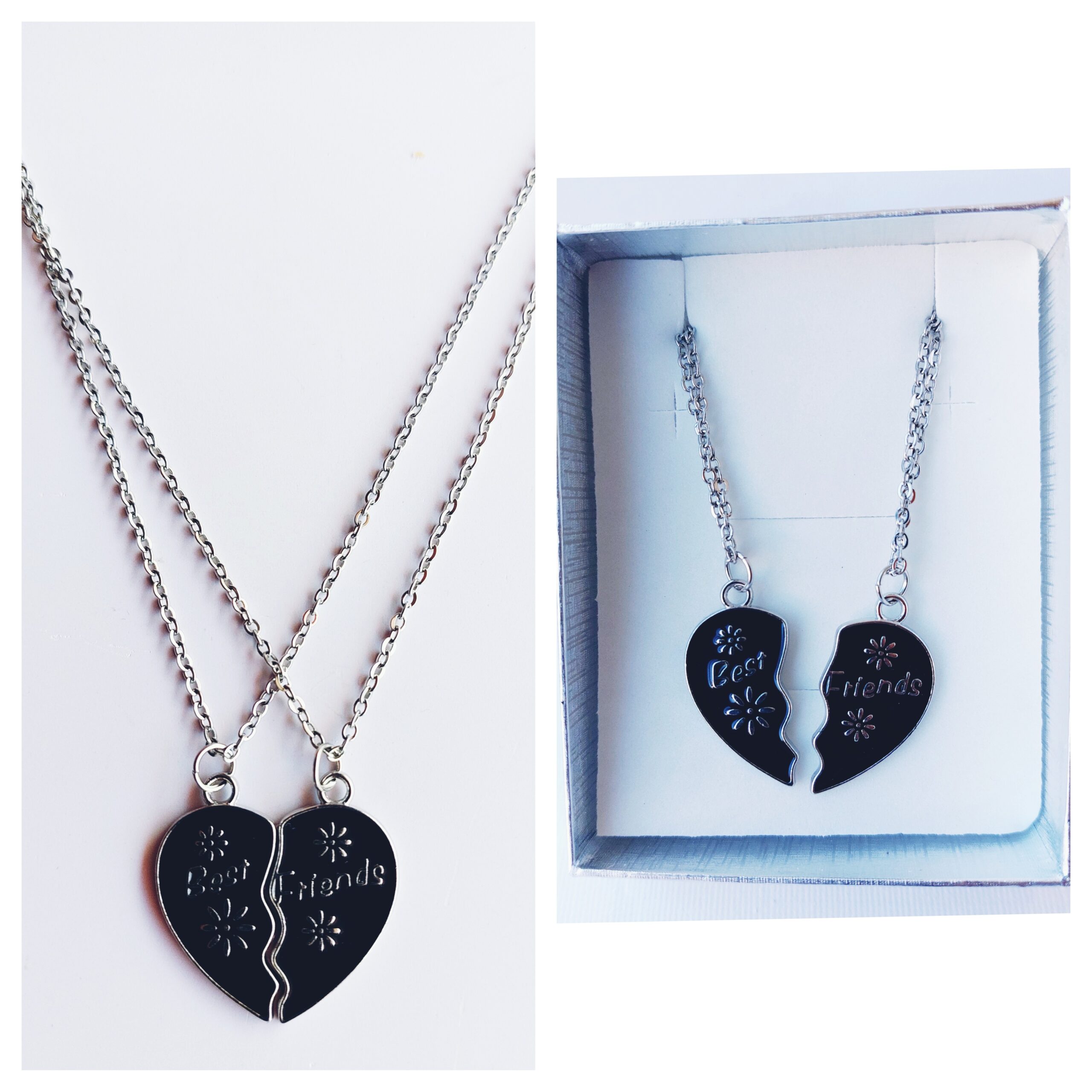 Colgantes dobles para parejas o mejores amigos en negro
