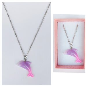 Colgante de Delfín rosa y lila