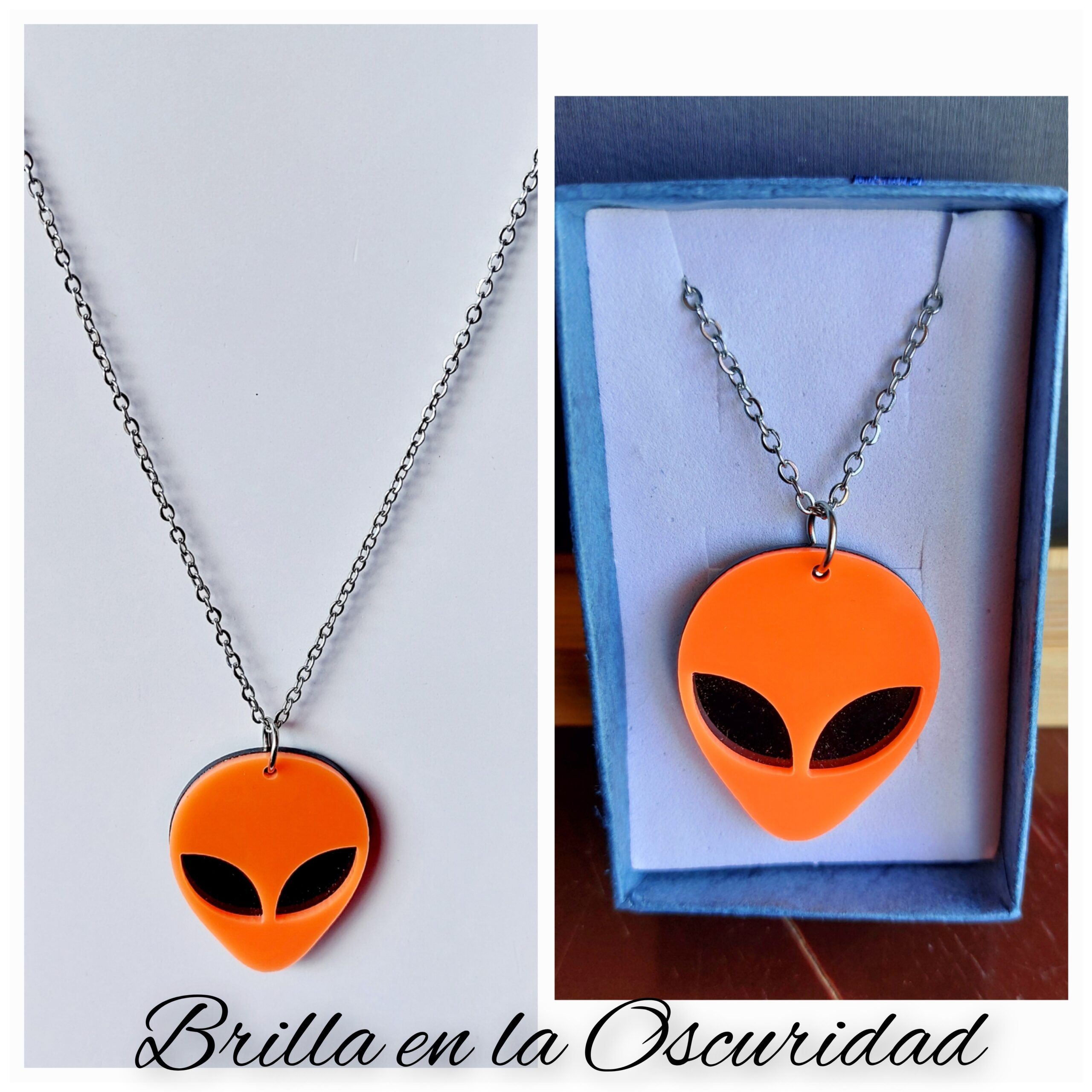 Colgante Alien Naranja que brilla en la Oscuridad