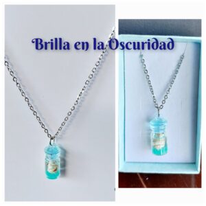Colgante botella con concha que brilla en la Oscuridad