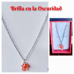 Colgante de seta roja que brilla en la Oscuridad