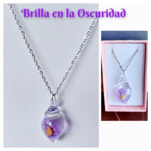 Colgante concha lila que brilla en la Oscuridad
