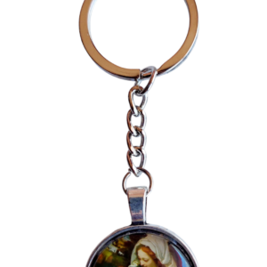 Llavero de Virgen con niño en cabujon modelo 3