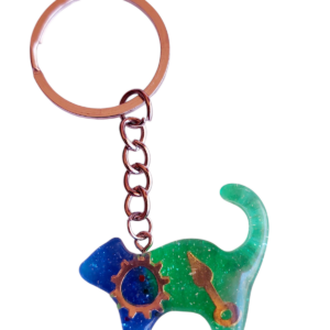 Llavero en resina de gatete con brillos