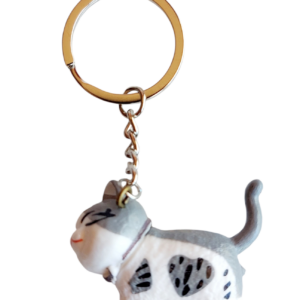 Llavero de gato blanco y  gris