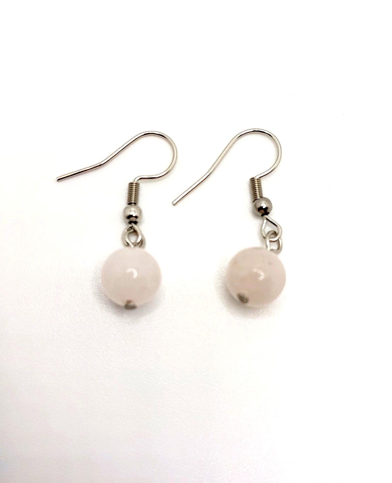 Pendientes de Cuarzo Rosa bola